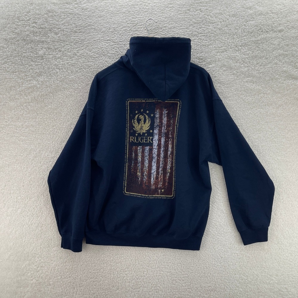 Ruger Hoodie Mens XL Navy Blue Pullover Sweatshirt Gun Pistol Handgun Tactical